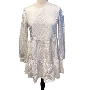 Forever 21 White Flare Fitted Long Sleeve Short Dress Size Small